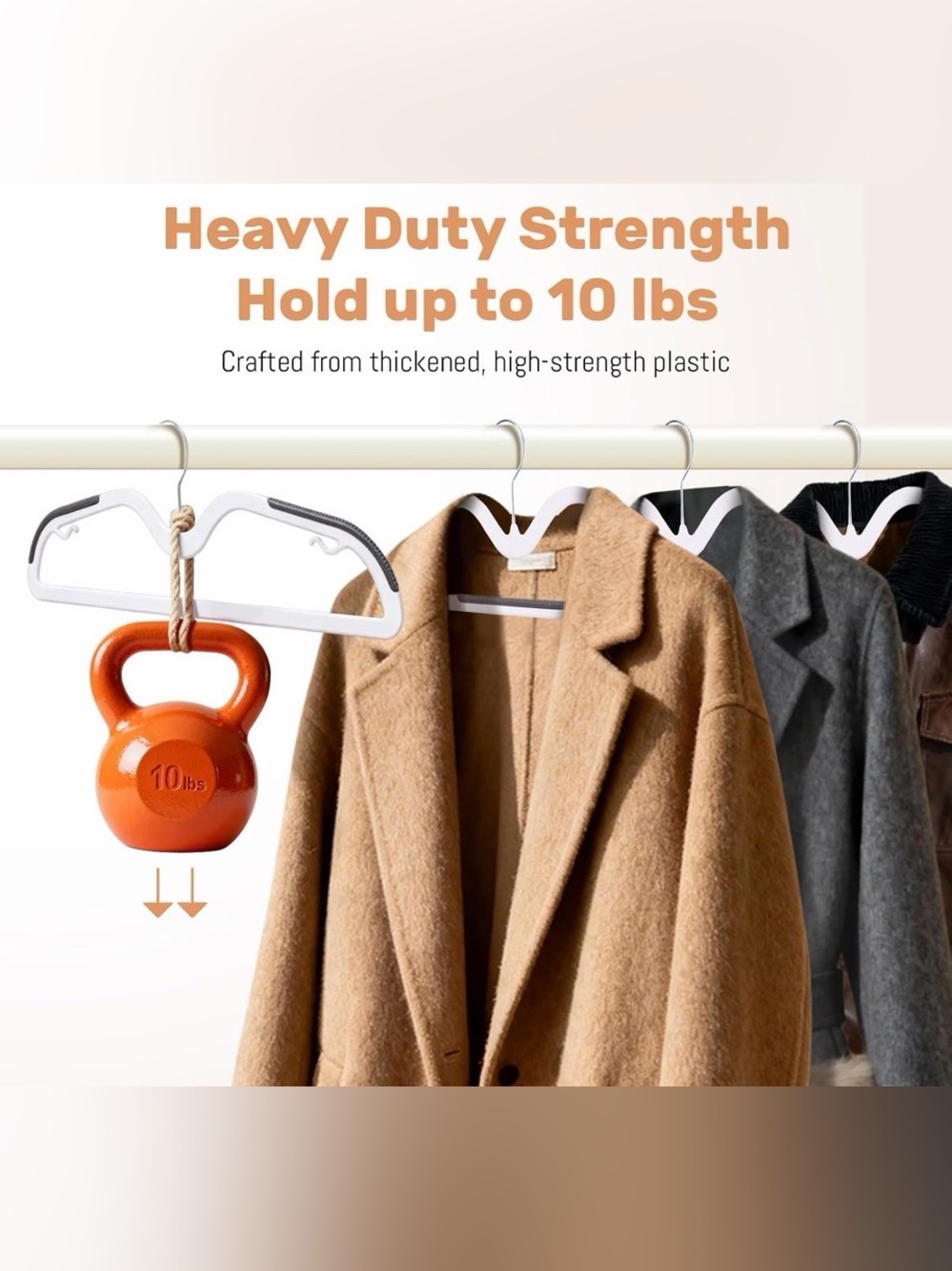 20 Pack Short Neck Plastic Hangers, Heavy Duty Clothes Hangers with Non-Slip Pad - Picture 5 of 7